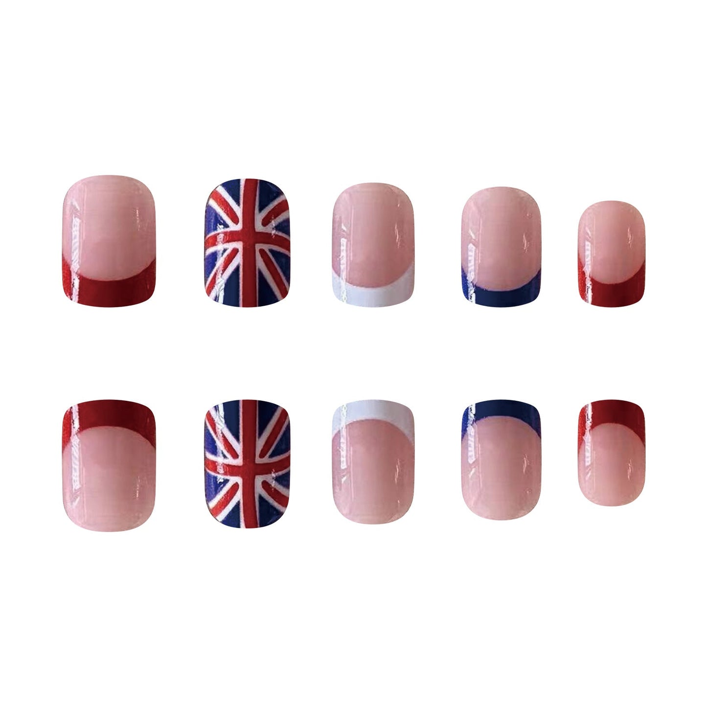 Coronation Day Red Blue White French Nails 2024