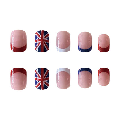 Coronation Day Red Blue White French Nails 2024