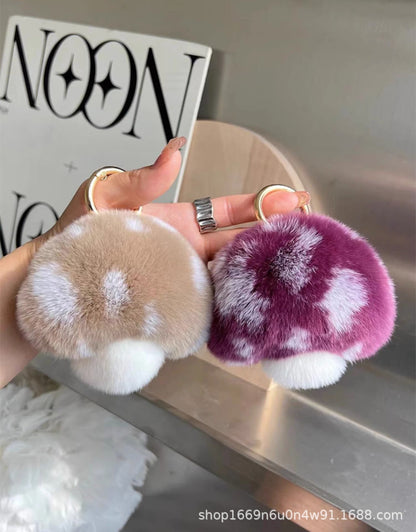 Cute Otter Fur Mushroom Keychain Plush Toy Gift