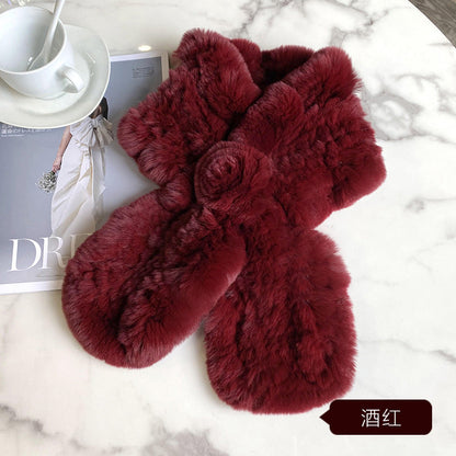 "Fashionable Real Rabbit Fur Scarf - Winter Accessory