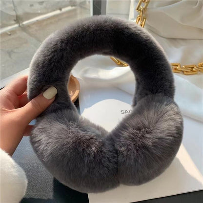 Cute Winter Real Rabbit Fur Ear Muffs - Foldable & Warm