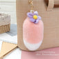 Cute Pink Fuzzy Charm - Real Rabbit Fur Accessory