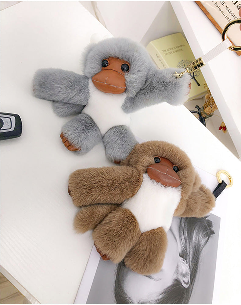 Cute Otter Fur Monkey Charm Keychain & Bag Decor