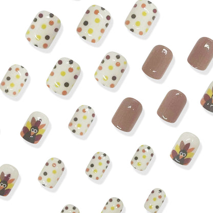 Autumn Turkey Polka Dot Short Square Nails