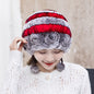 Winter Real Rabbit Fur Ear Flap Hat & Scarf Set