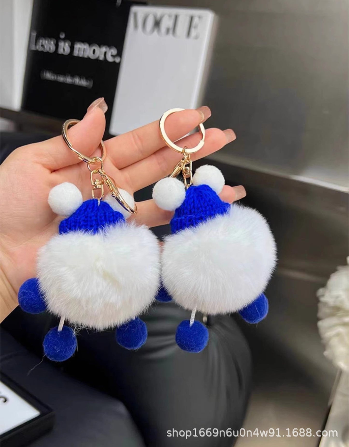 Real Rabbit Fur Cute Otter Ball Keychain