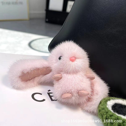 Cute Faux Mink Bunny Keychain Plush Toy Gift