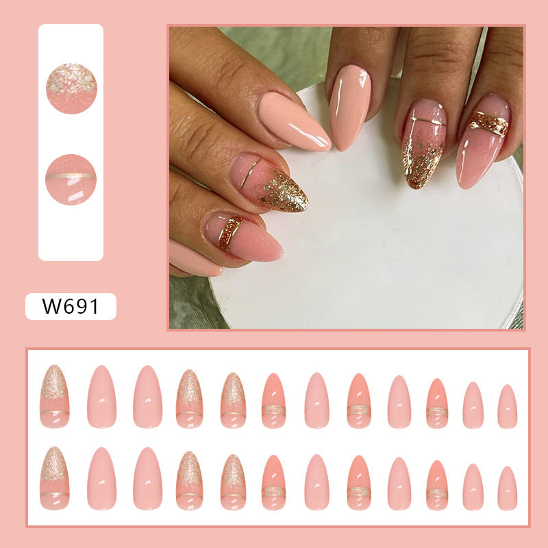 Almond Nails, Glittery Gold Gradient for Trendsetters