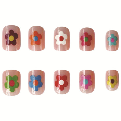 Spring/Summer Short Colorful Flower Nails with HyeonA Style