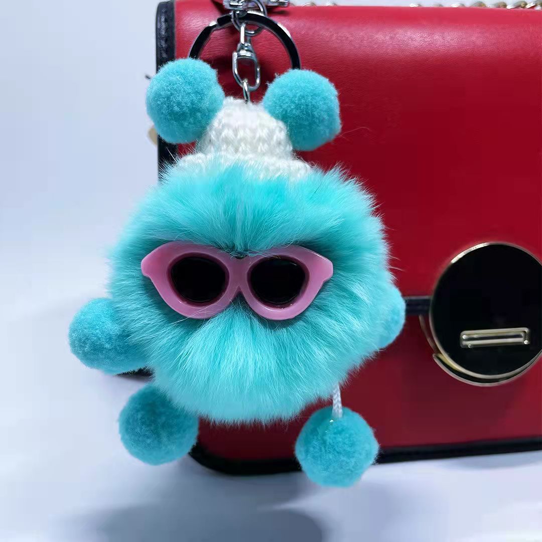 Cute Fuzzy Coal Ball Charm - Keychain & Bag Accessory