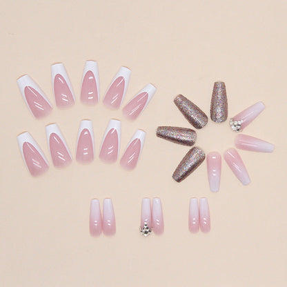 Shimmering Diamond Ballet Fall Nails, 24-Piece Ins-Style Set