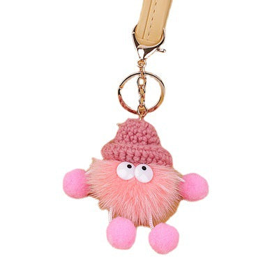 Cute Mink Fur Pom Pom Bag Charm - Stylish Accessory