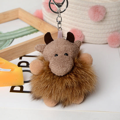 Cute Fuzzy Calf Keychain - Fashionable & Versatile