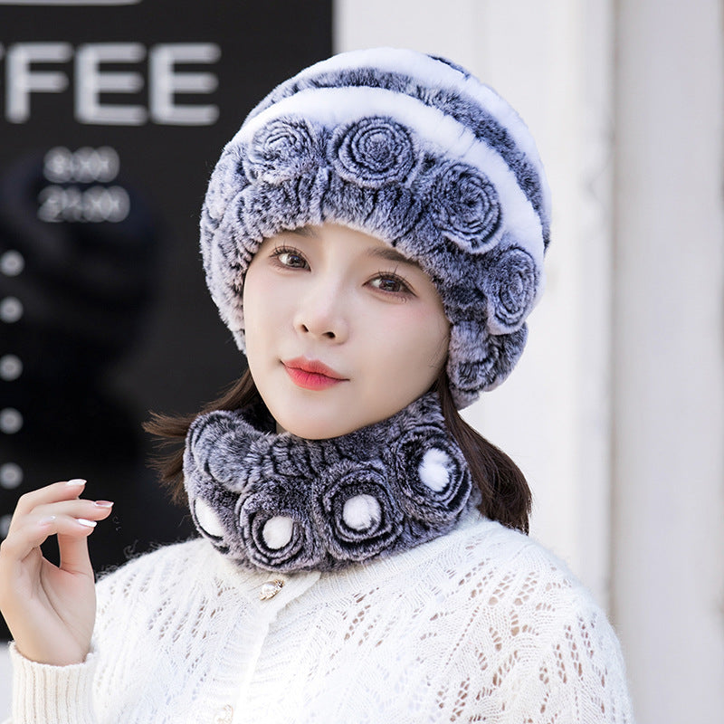 Stylish Real Rabbit Fur Ear Flap Hat - Warm Winter Accessory