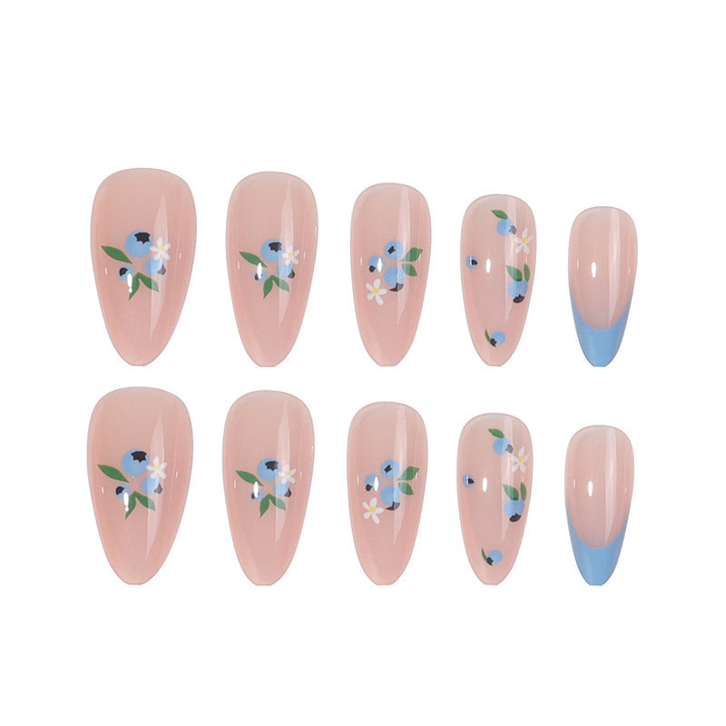 French Blue Floral Removable Nail Stickers