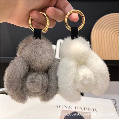 Cute Faux Mink Bunny Keychain Plush Toy Gift