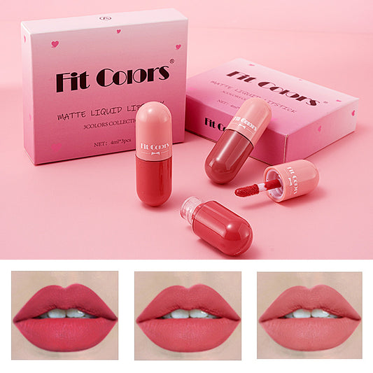 New Fashion 3-Piece Capsule Matte Lip Gloss Set for Long-Lasting Wear-Homeunderwear