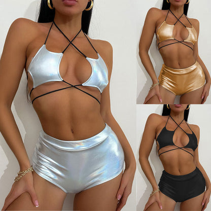 New Arrival Starry Sequin Halter Neck Bikini Swimwear