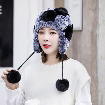 Winter Real Rabbit Fur Ear Flap Hat - Stylish & Warm