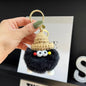 Cute Real Rabbit Fur Coal Ball Keychain Bag Charm