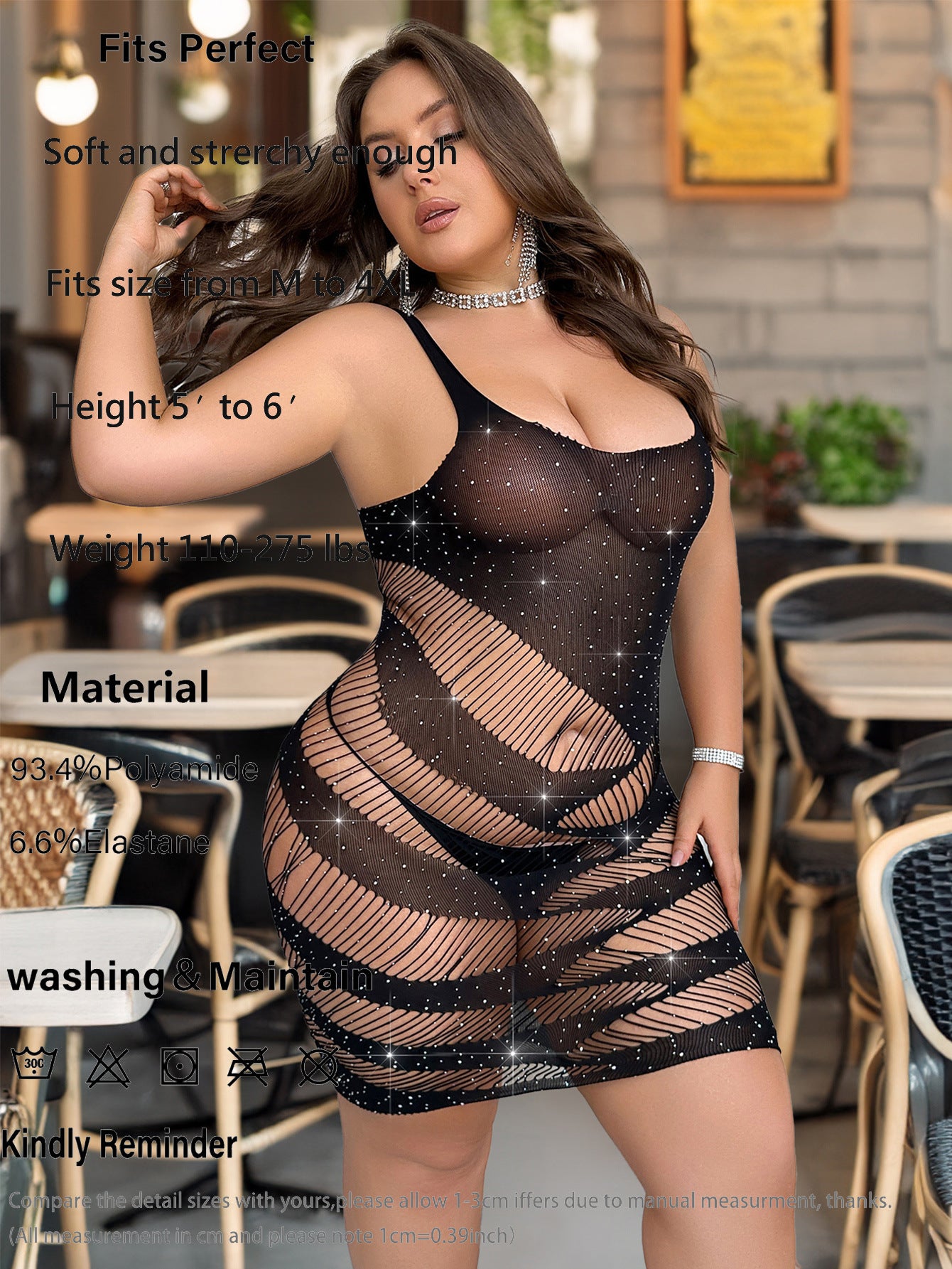 Sexy Plus Size Hollow Stripe Hot Diamond Buttocks Dress Lingerie Sex Underwear