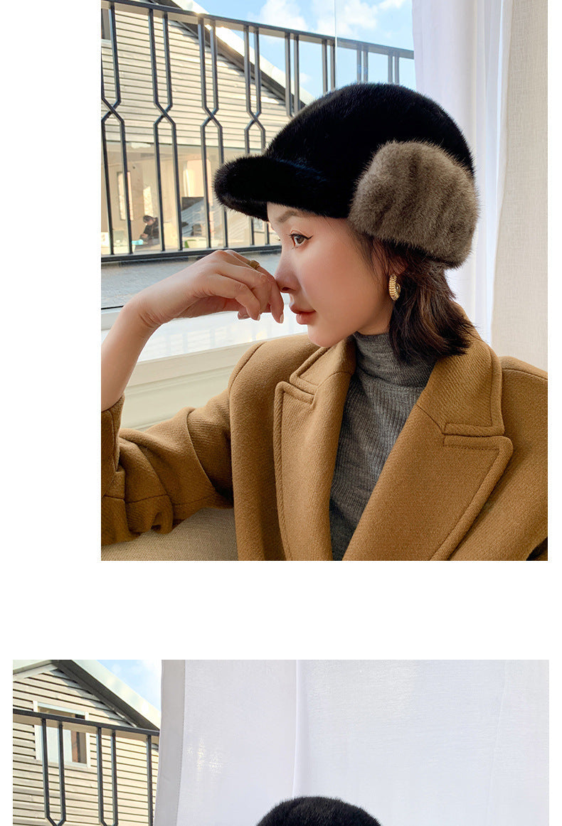 Warm Mink Fur Ear Flap Hat - Unisex Winter Accessory