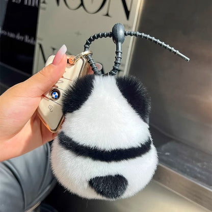 Cute Faux Fur Panda Keychain Plush Toy