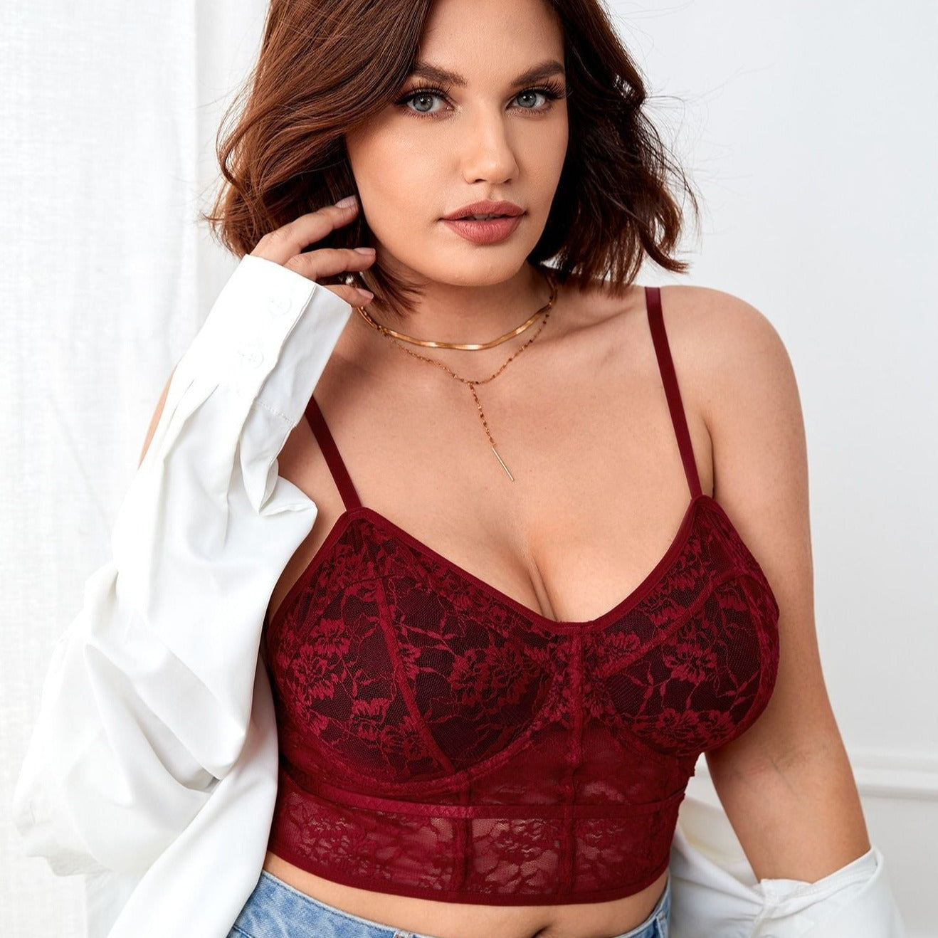 Plus Size Lace Breasted Wearable Bra