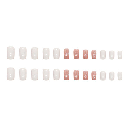 Mid-Length Square Pearlized Nails, Soft and INS Style