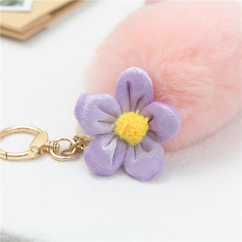 Cute Pink Fuzzy Charm - Real Rabbit Fur Accessory