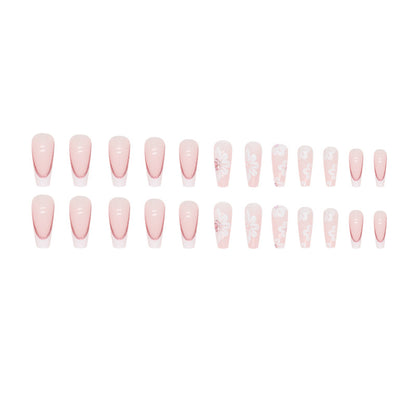 Sweet French Sparkling Diamond Nails Long Ballet 24-Piece Box-Homeunderwear