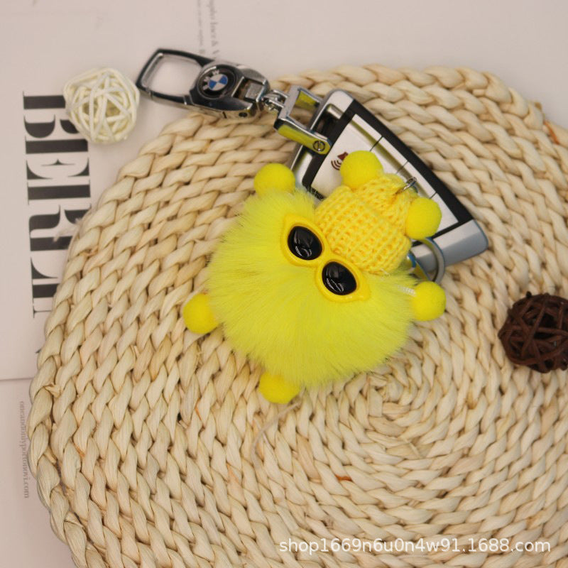 Cute Fuzzy Coal Ball Keychain - 10cm Plush Toy