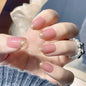 Gold Embossed French Nail Extensions, Detachable and Waterproof