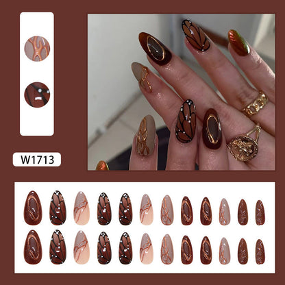 Almond Nail Stickers with 3D Butterfly Wings, 24 Pieces