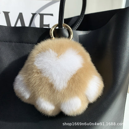 Real Rabbit Fur Paw Keychain Bag Charm