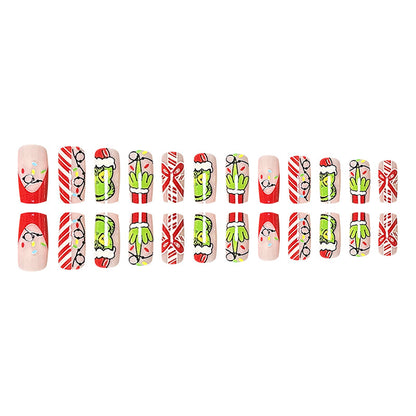 New FashionGrinch Christmas Bow Red Nail Tips-homeunderwear