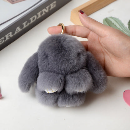 Wholesale Cute Faux Fur Bunny Keychain - Mini Decor