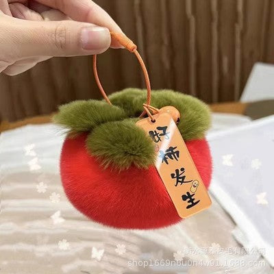 Cute Otter Fur Persimmon Keychain Plush Toy Gift