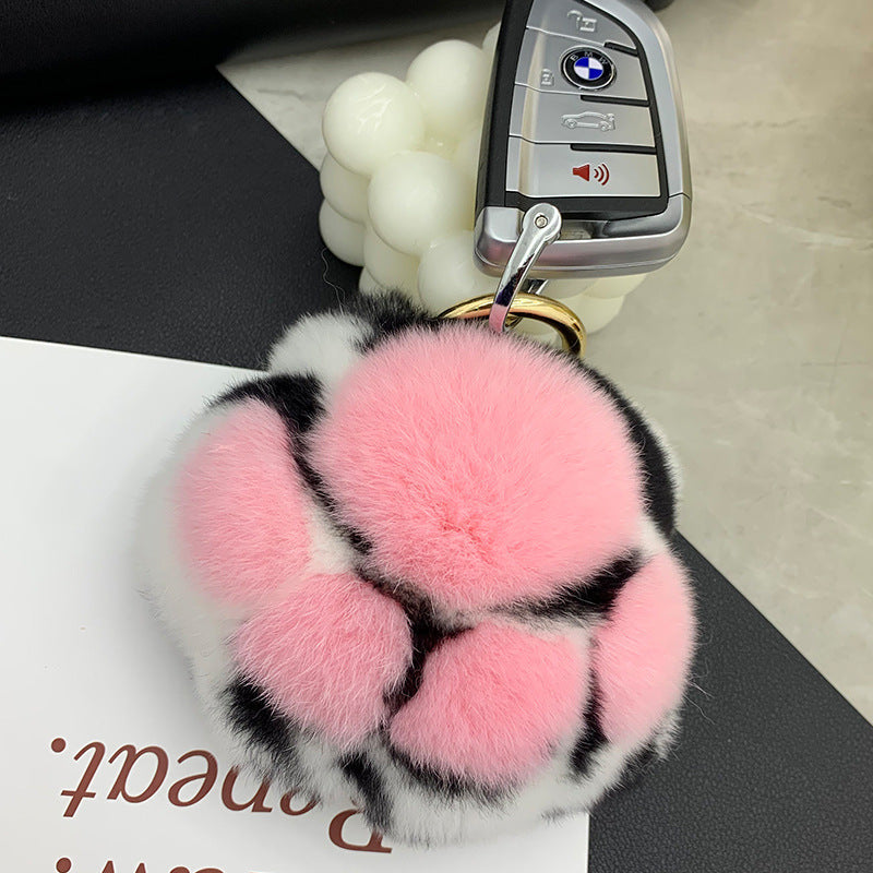 Cute Real Rabbit Fur Tiger Claw Keychain