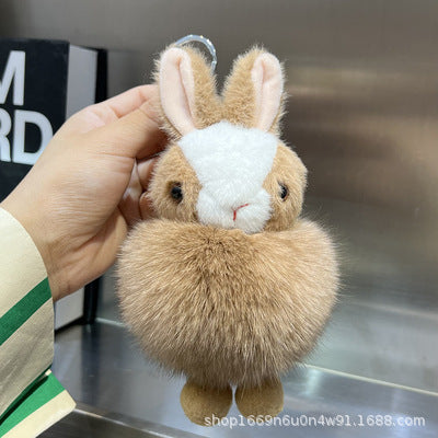 Real Otter Fur Rabbit Keychain Cute Fluffy Charm