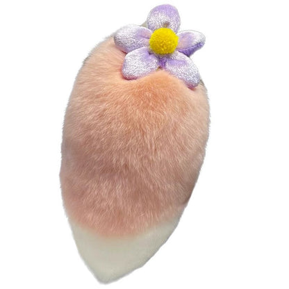 Cute Pink Fuzzy Charm - Real Rabbit Fur Accessory