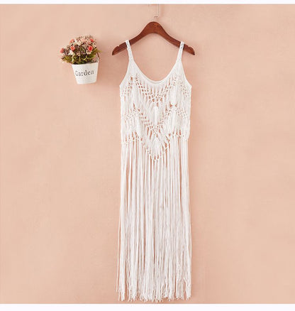 Ethnic Knitted Halter Hollow Out Cover-Up Dress