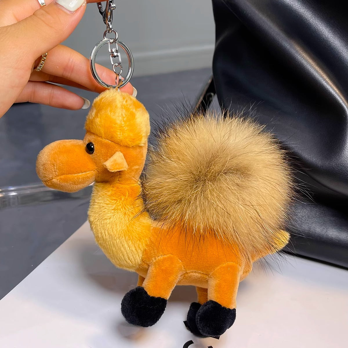 Cute Real Racoon Fur Camel Keychain - Bag Charm