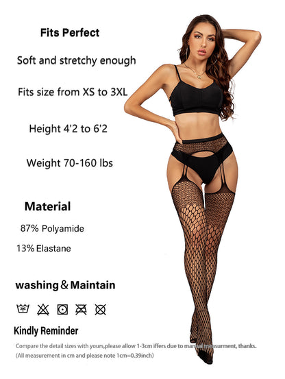 Sexy Jacquard Fishing Net Versatile Crotch Garter Net Stockings One-piece Stockings