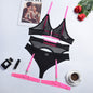 Feminine Mesh Three-piece Lingerie Sets