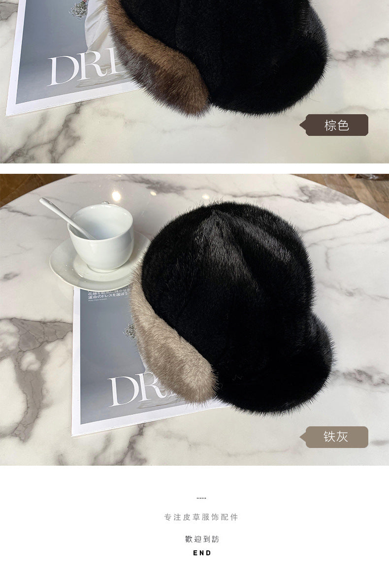 Warm Mink Fur Ear Flap Hat - Unisex Winter Accessory