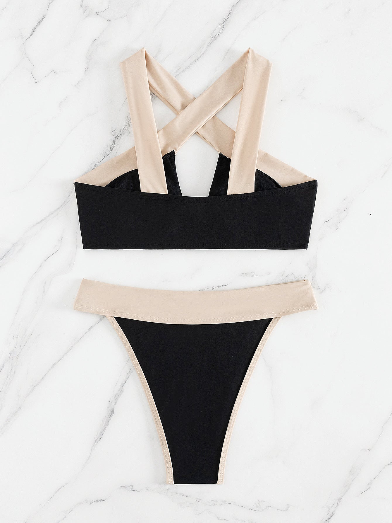 Fashionably Sexy Women's Two-Piece Color Block Swimsuit