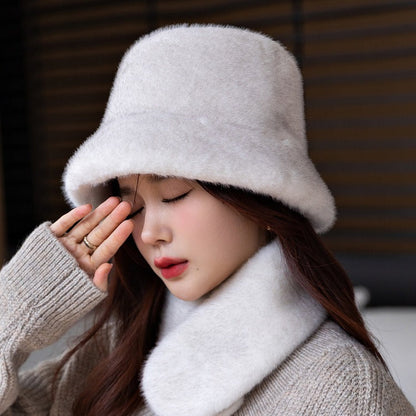 Winter Faux Mink Fur Bucket Hat - Warm & Stylish