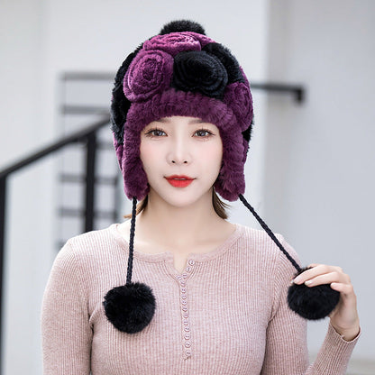 Winter Real Rabbit Fur Ear Flap Hat - Stylish & Warm