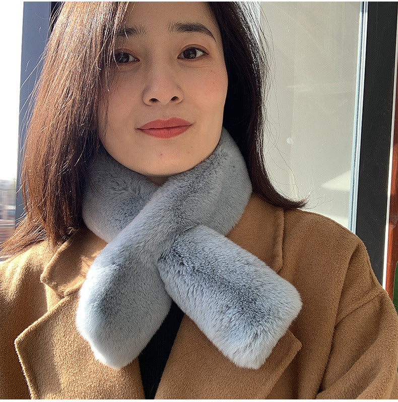 Double-Sided Real Rabbit Fur Scarf - Winter Warmth